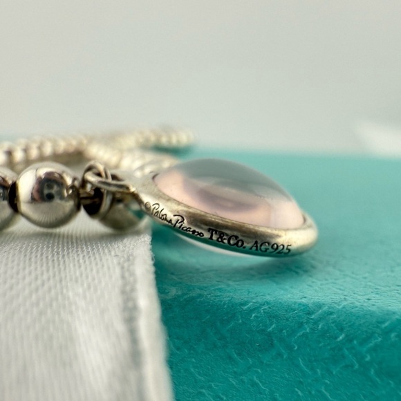 Tiffany & Co. Rose Quartz Sugar Stack Dot Bead Bracelet Sterling Silver - Picture 4 of 8